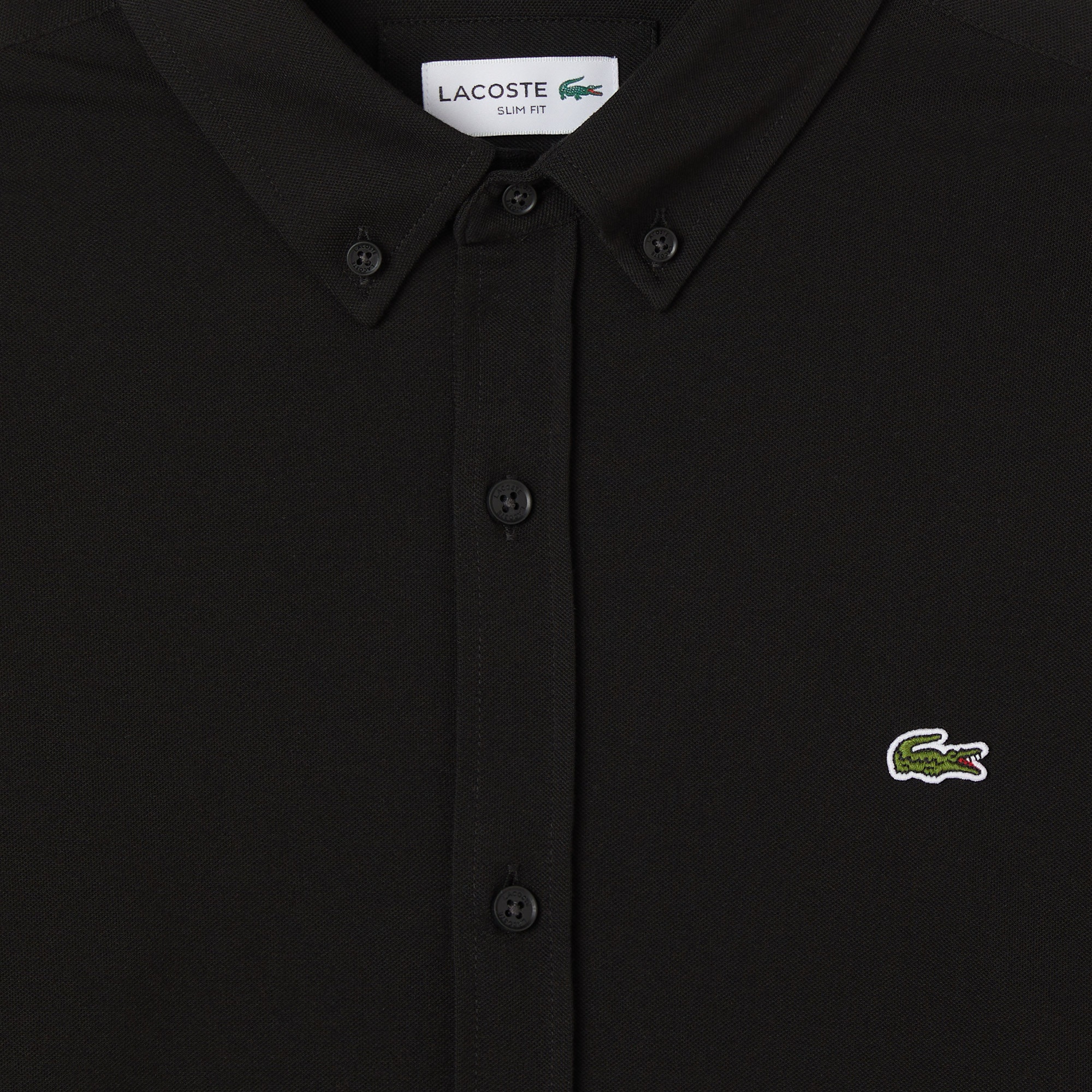 Lacoste Erkek Slim Fit Düğmeli Yaka Siyah Gömlek