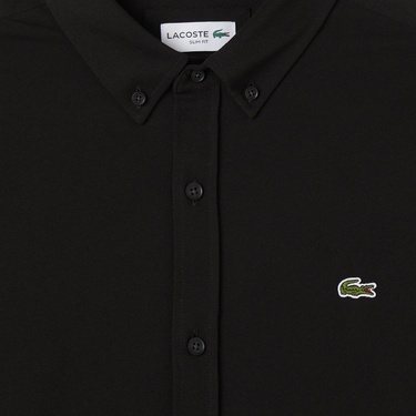  Lacoste Erkek Slim Fit Düğmeli Yaka Siyah Gömlek