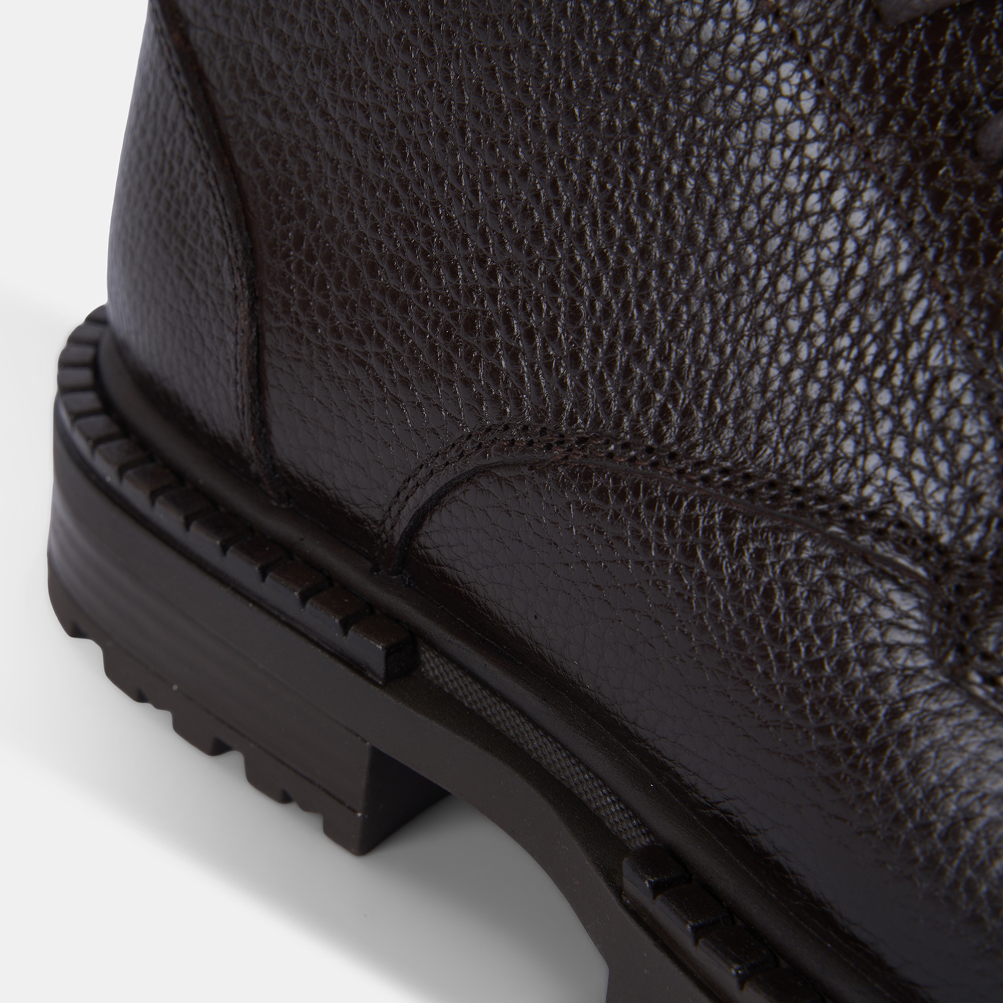 Erkek Kahve Bağcıklı Kalın Tabanlı Deri Postal Bot