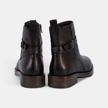  Kadın Kahve Ayarlanabilir Tokalı Deri Bot