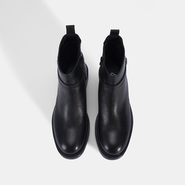  Kadın Siyah Ayarlanabilir Tokalı Deri Bot