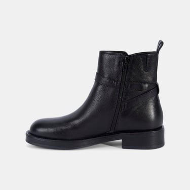  Kadın Siyah Ayarlanabilir Tokalı Deri Bot