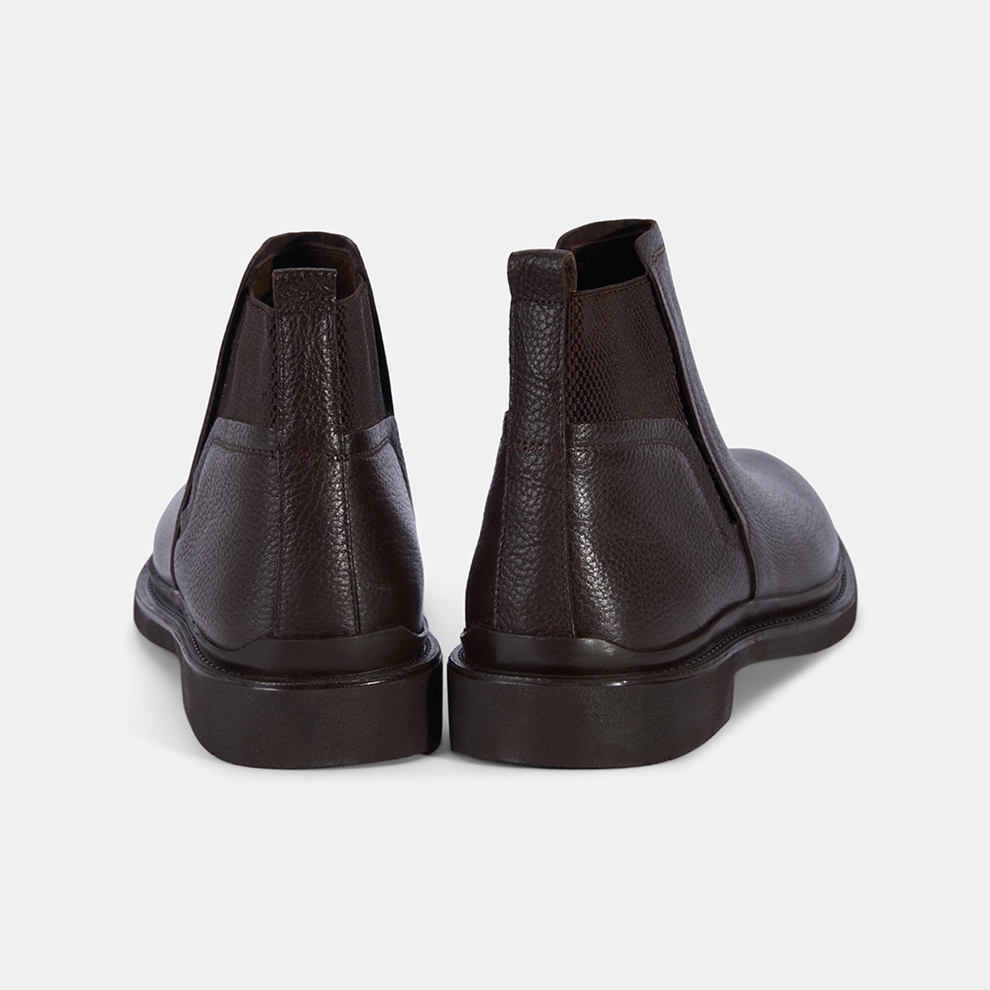 Erkek Kahve Lastik Detaylı Deri Bot