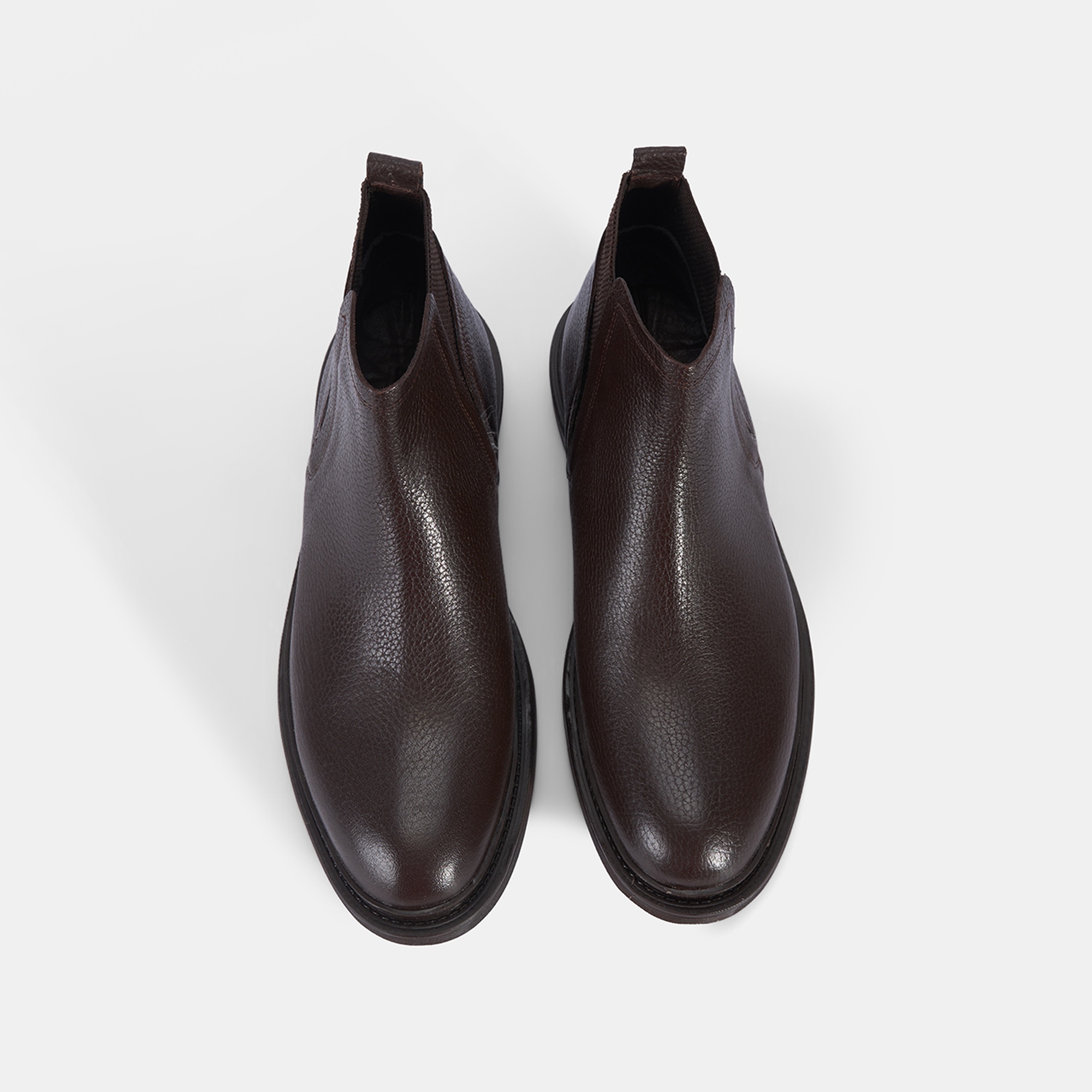 Erkek Kahve Lastik Detaylı Deri Bot