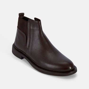  Erkek Kahve Lastik Detaylı Deri Bot