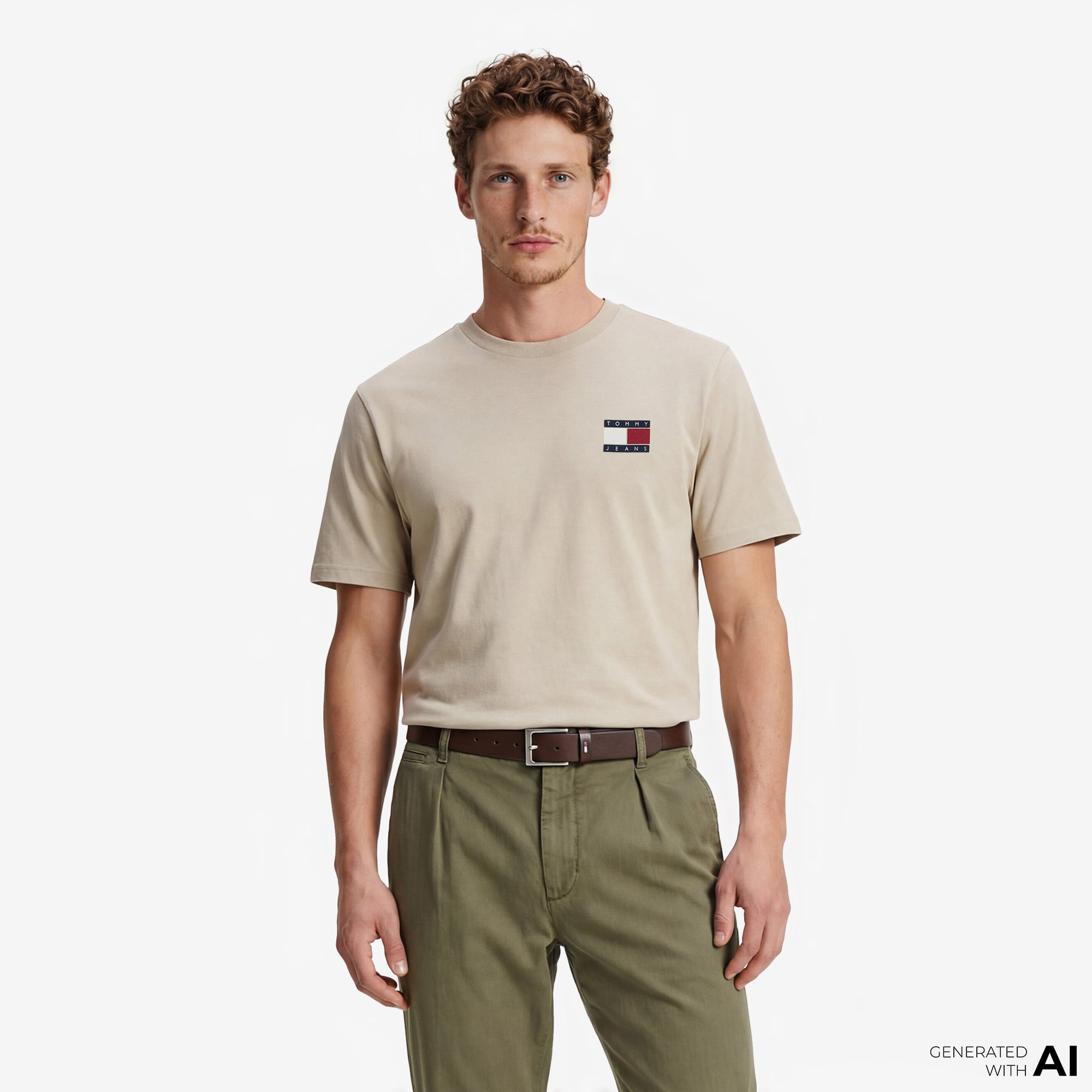  Tommy Hilfiger Outdoor Erkek Bej T-Shirt