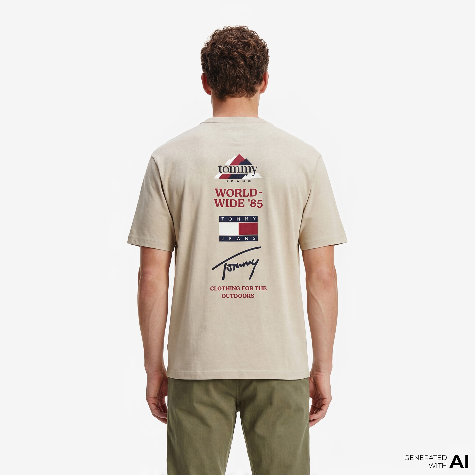 Tommy Hilfiger Outdoor Erkek Bej T-Shirt