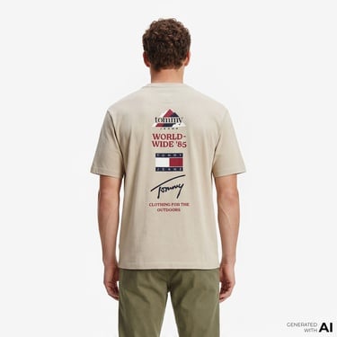  Tommy Hilfiger Outdoor Erkek Bej T-Shirt