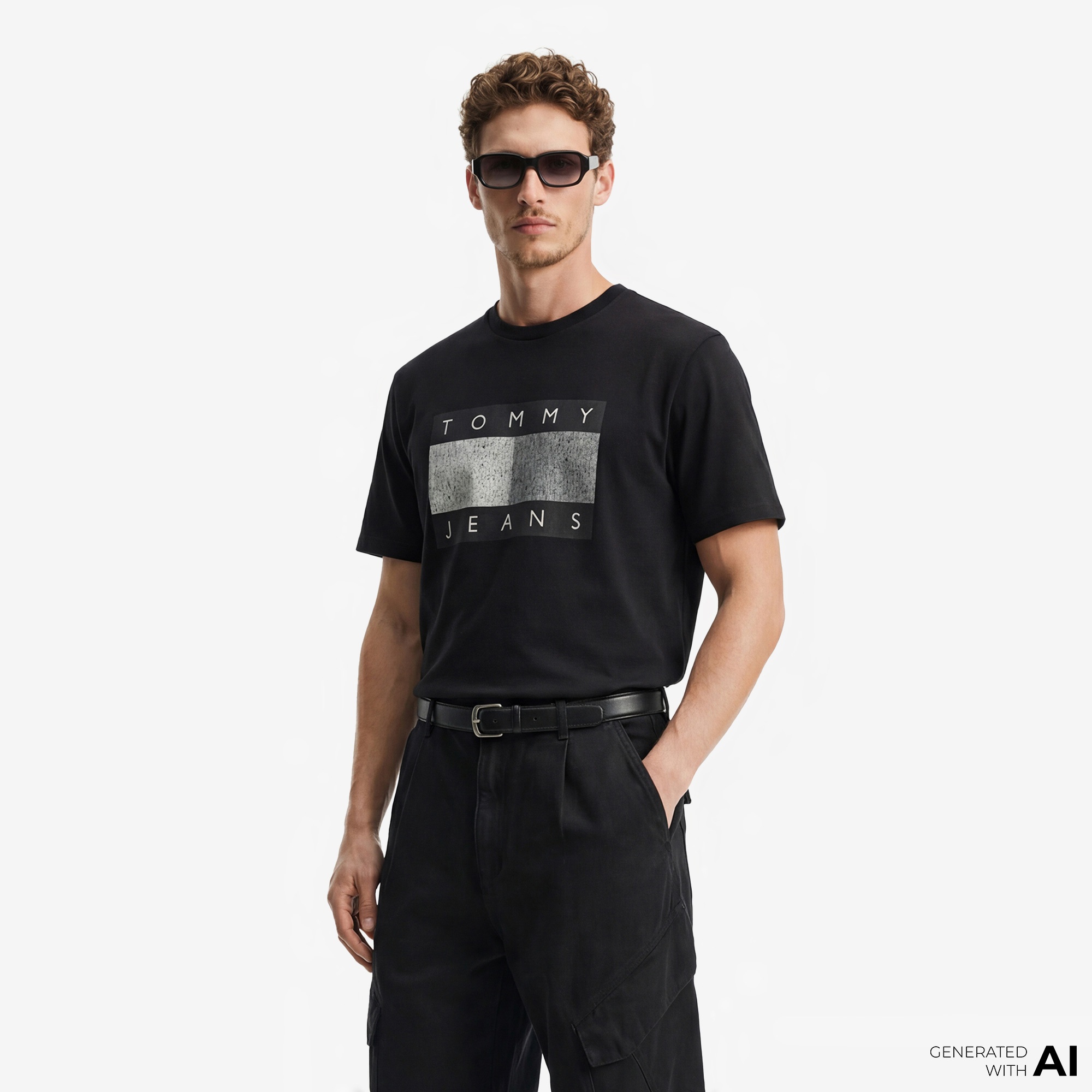 Tommy Hilfiger Flag Bearer Erkek Siyah T-Shirt