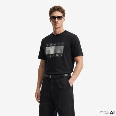  Tommy Hilfiger Flag Bearer Erkek Siyah T-Shirt