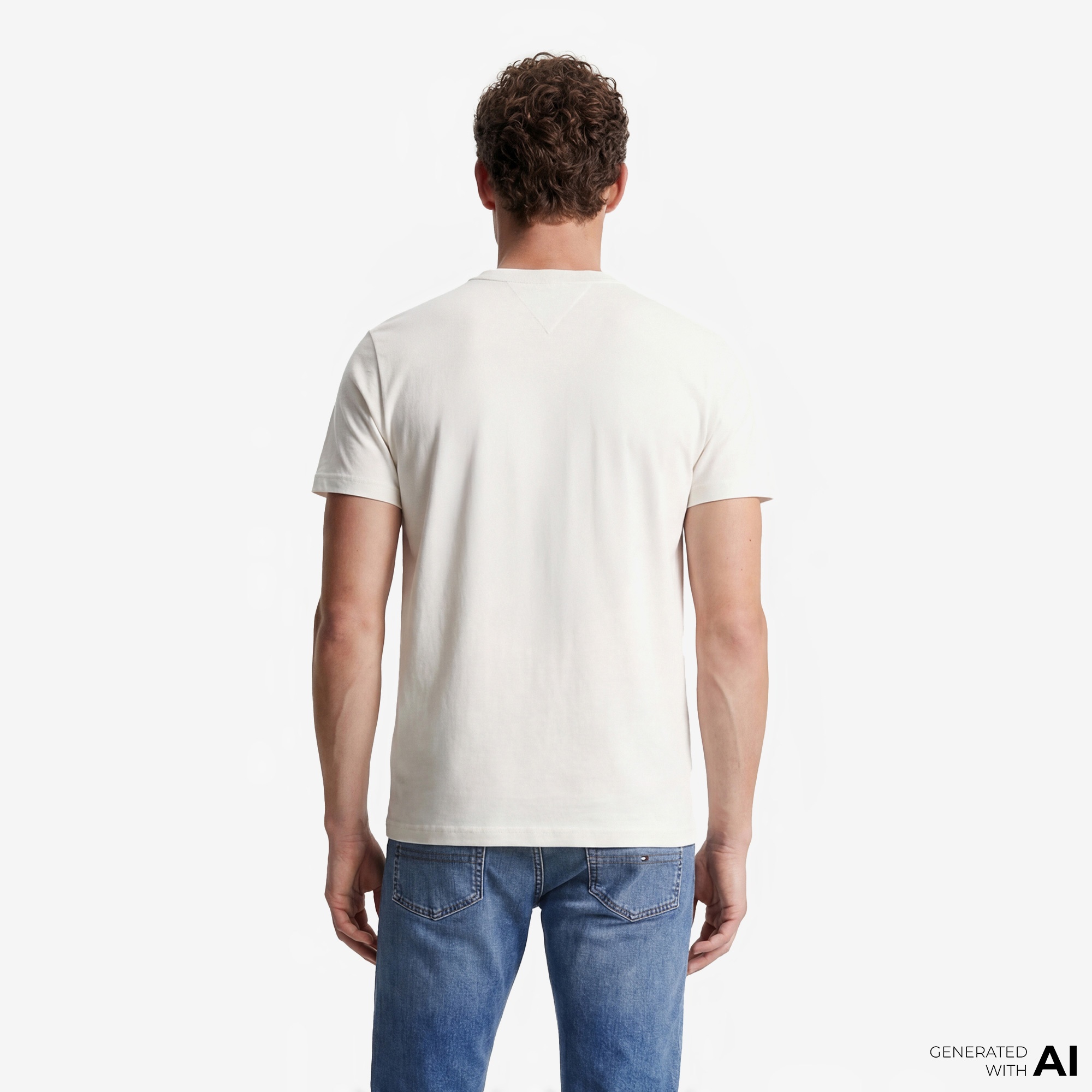 Tommy Hilfiger Flag Erkek Beyaz T-Shirt