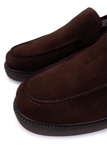  Tamer Tanca Erkek Hakiki Deri Kahverengi Süet Loafer Ayakkabı