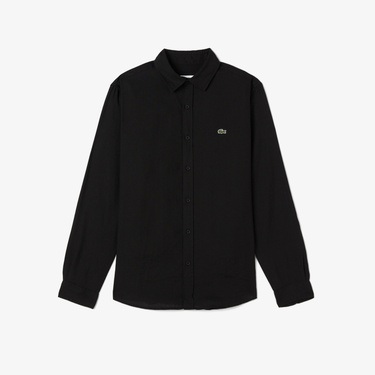  Lacoste Erkek Regular Fit Keten Siyah Gömlek