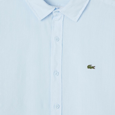  Lacoste Erkek Regular Fit Keten Açık Mavi Gömlek