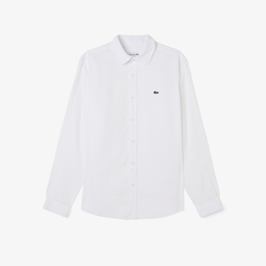  Lacoste Erkek Regular Fit Keten Beyaz Gömlek