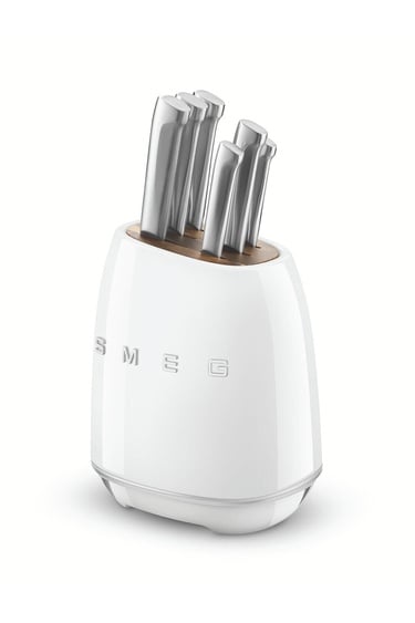  Smeg 50's Style Beyaz Retro 6'lı Standlı Bıçak Seti