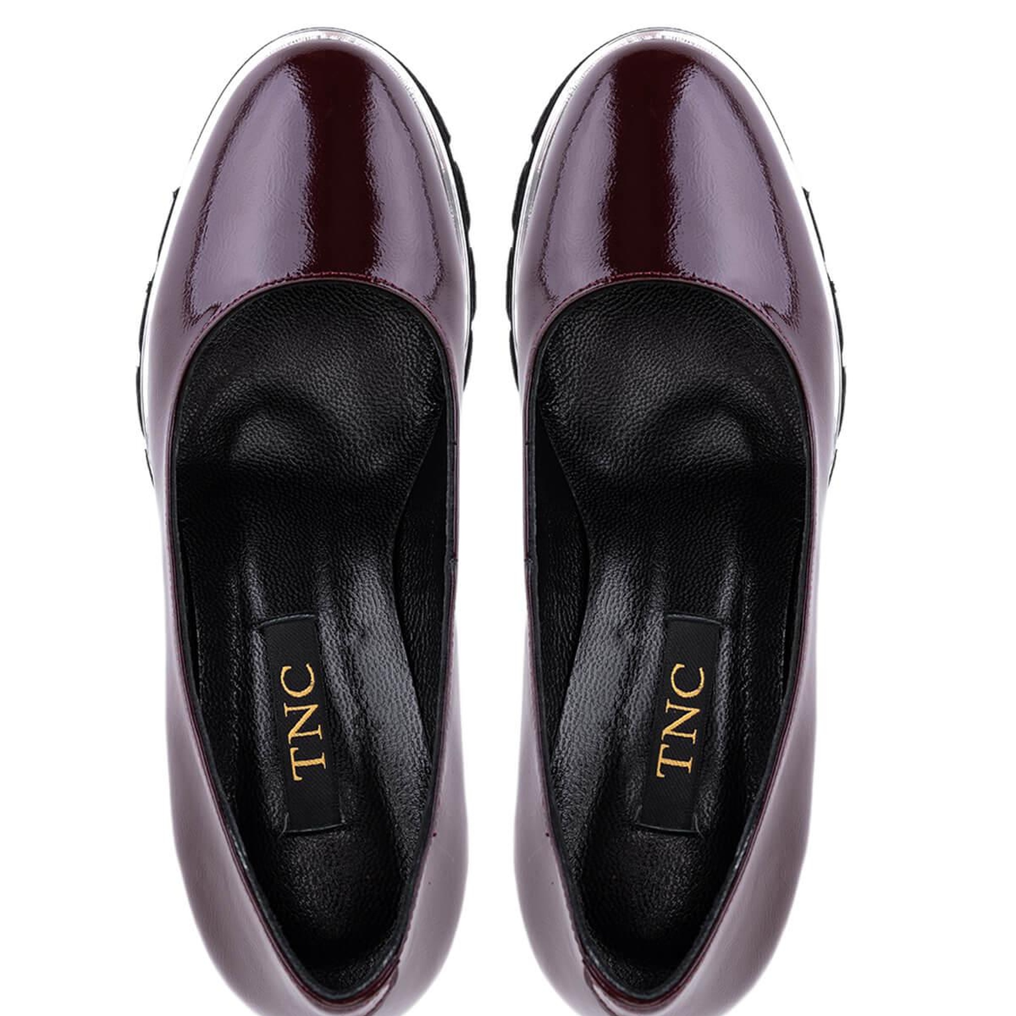 Tamer Tanca Kadın Hakiki Deri Bordo Rugan Topuklu Ayakkabı