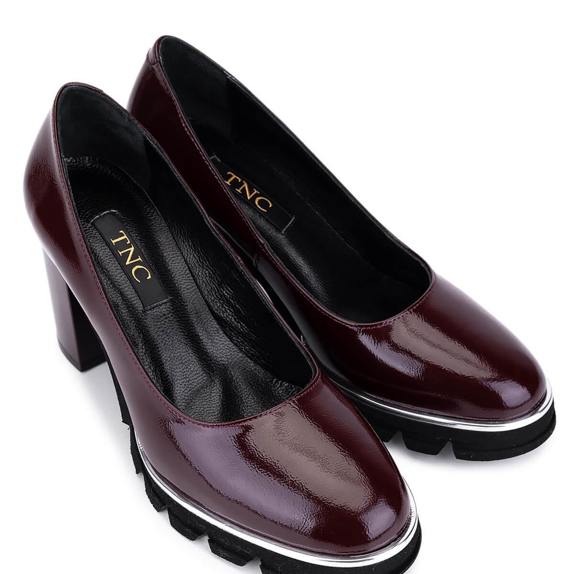 Tamer Tanca Kadın Hakiki Deri Bordo Rugan Topuklu Ayakkabı