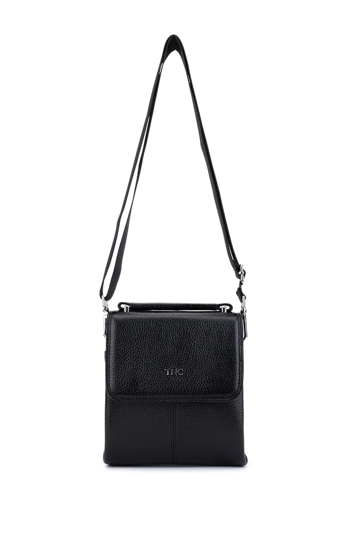  Tamer Tanca Erkek Hakiki Deri Siyah Postacı Çanta