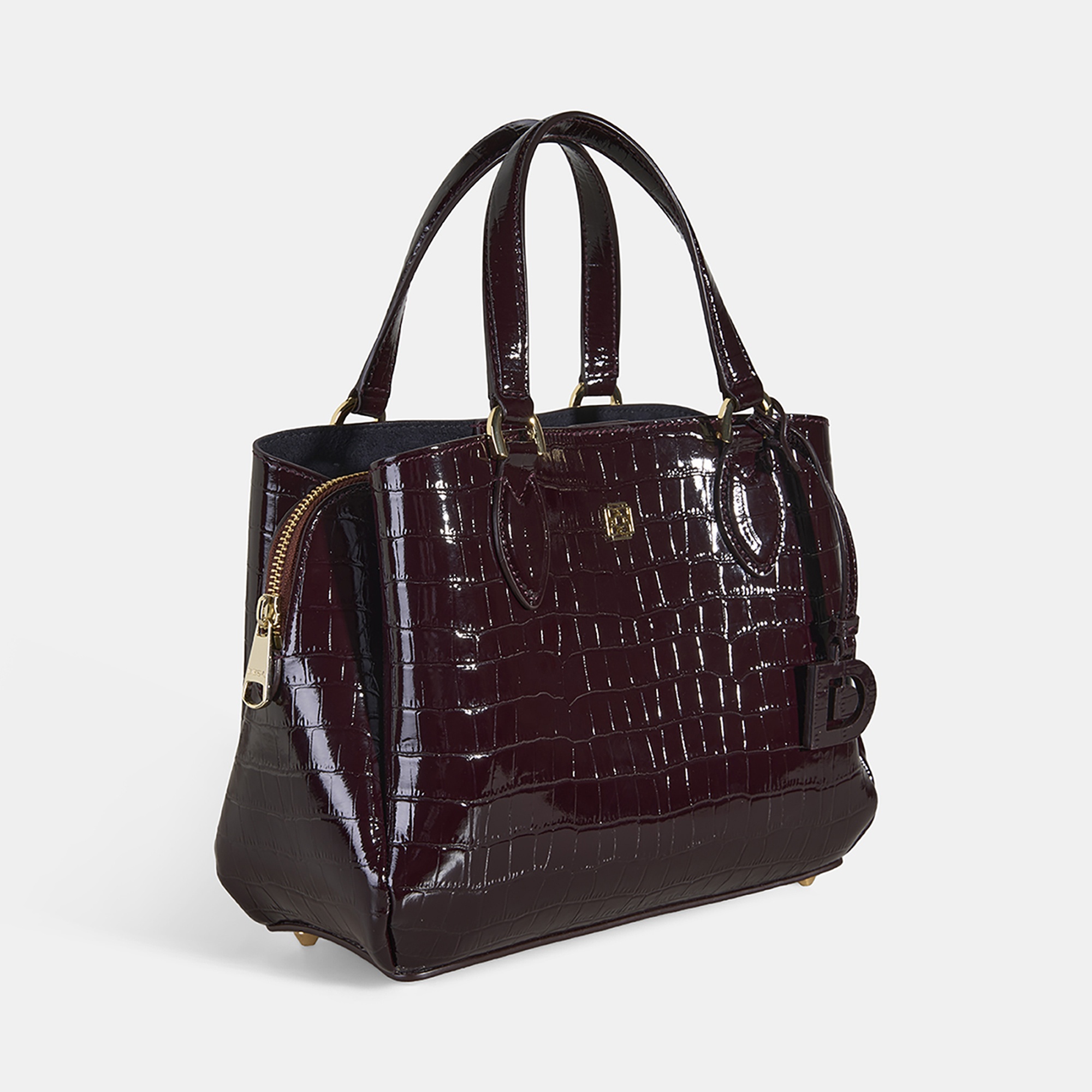 Kadın Bordo Kroko Baskılı Deri El Çantası