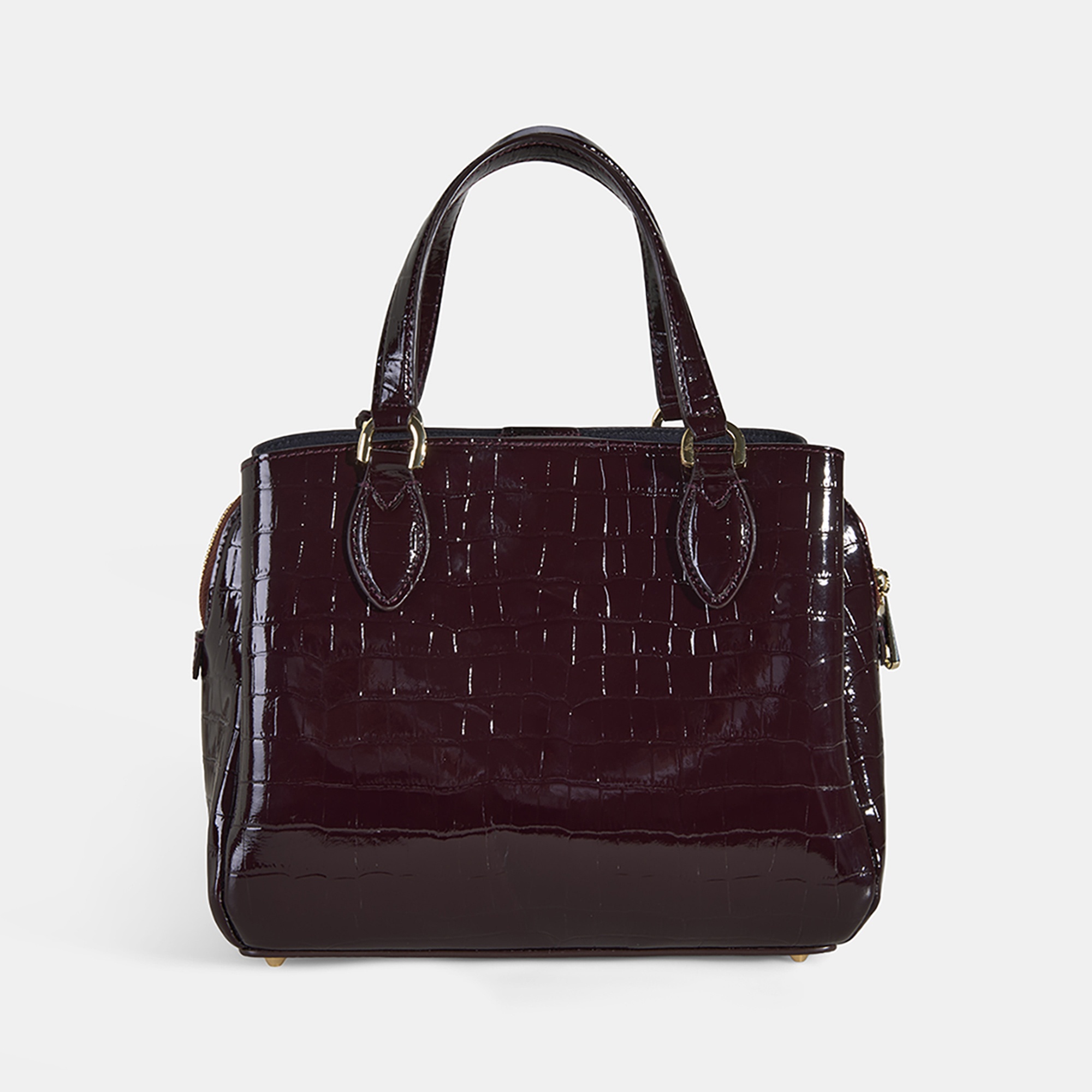 Kadın Bordo Kroko Baskılı Deri El Çantası