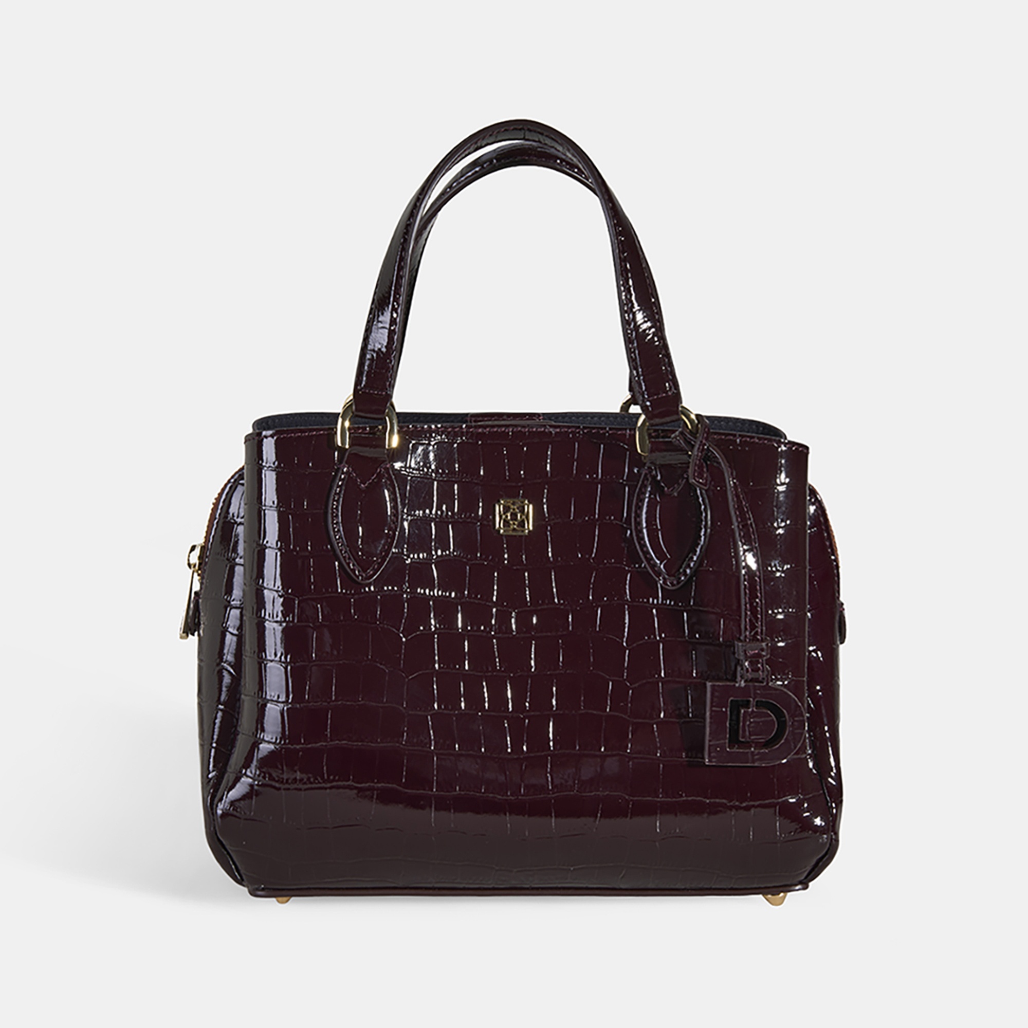 Kadın Bordo Kroko Baskılı Deri El Çantası