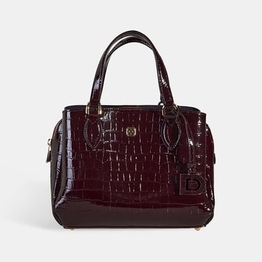  Kadın Bordo Kroko Baskılı Deri El Çantası