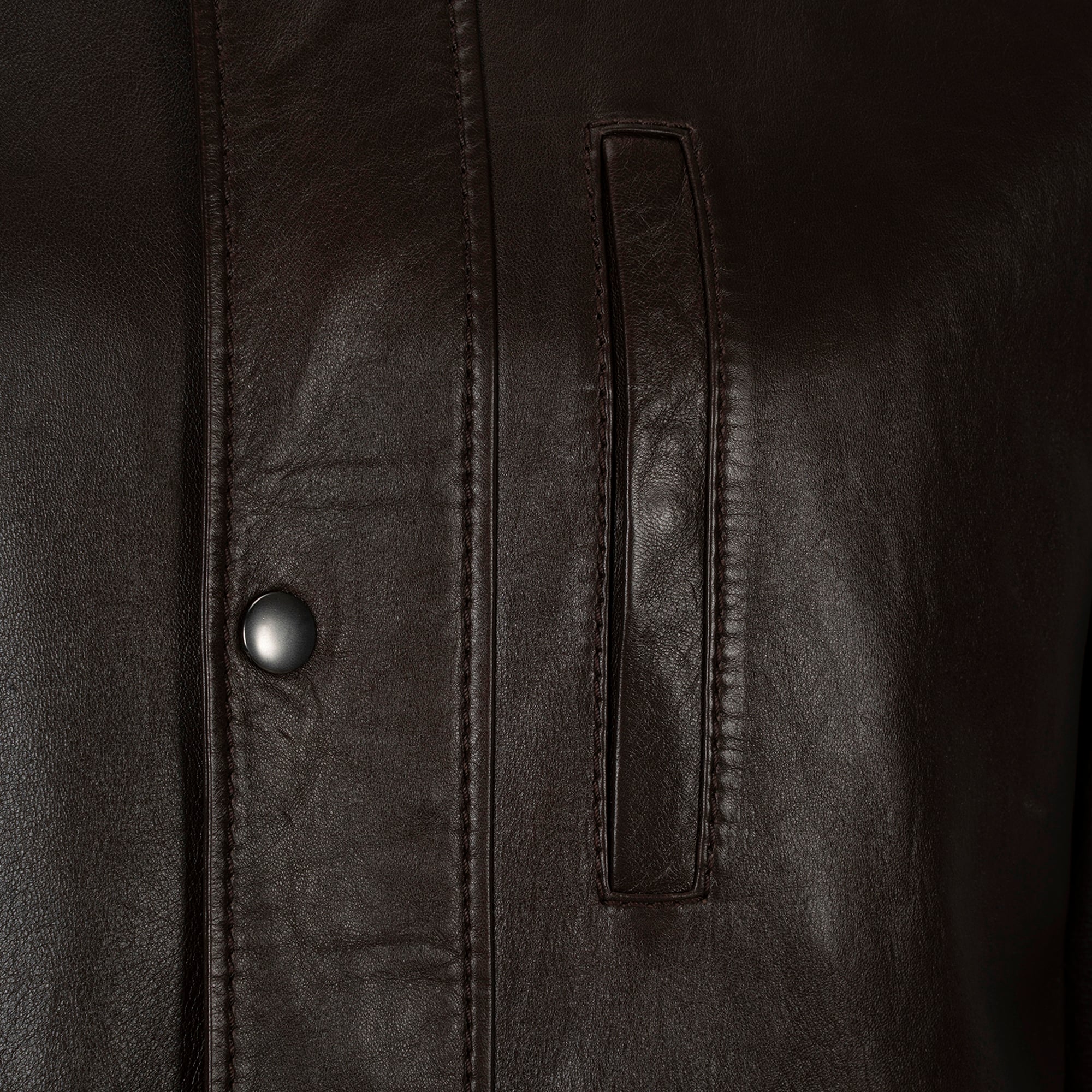 Erkek Acı Kahve Gömlek Yakalı Deri Mont