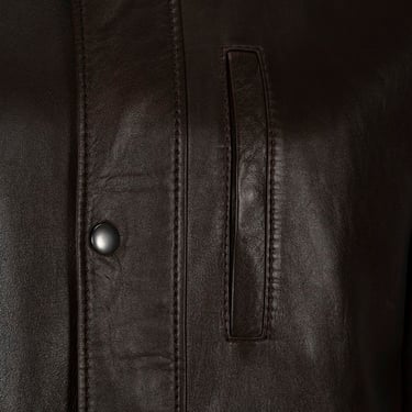  Erkek Acı Kahve Gömlek Yakalı Deri Mont