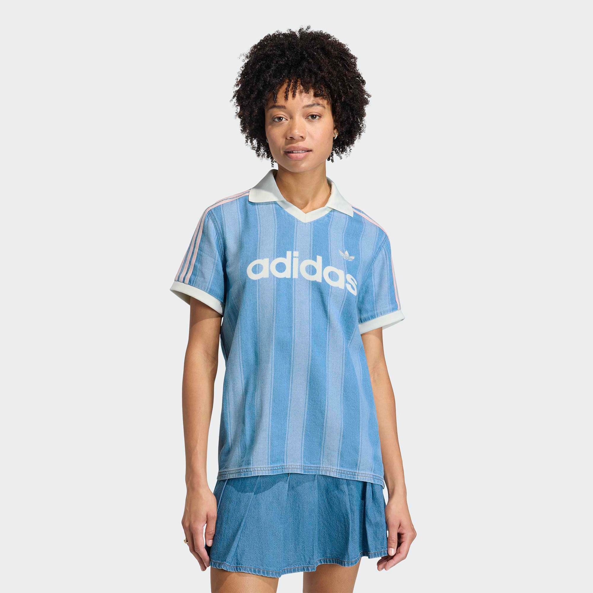  adidas Denim Jersey Kadın Mavi T-Shirt
