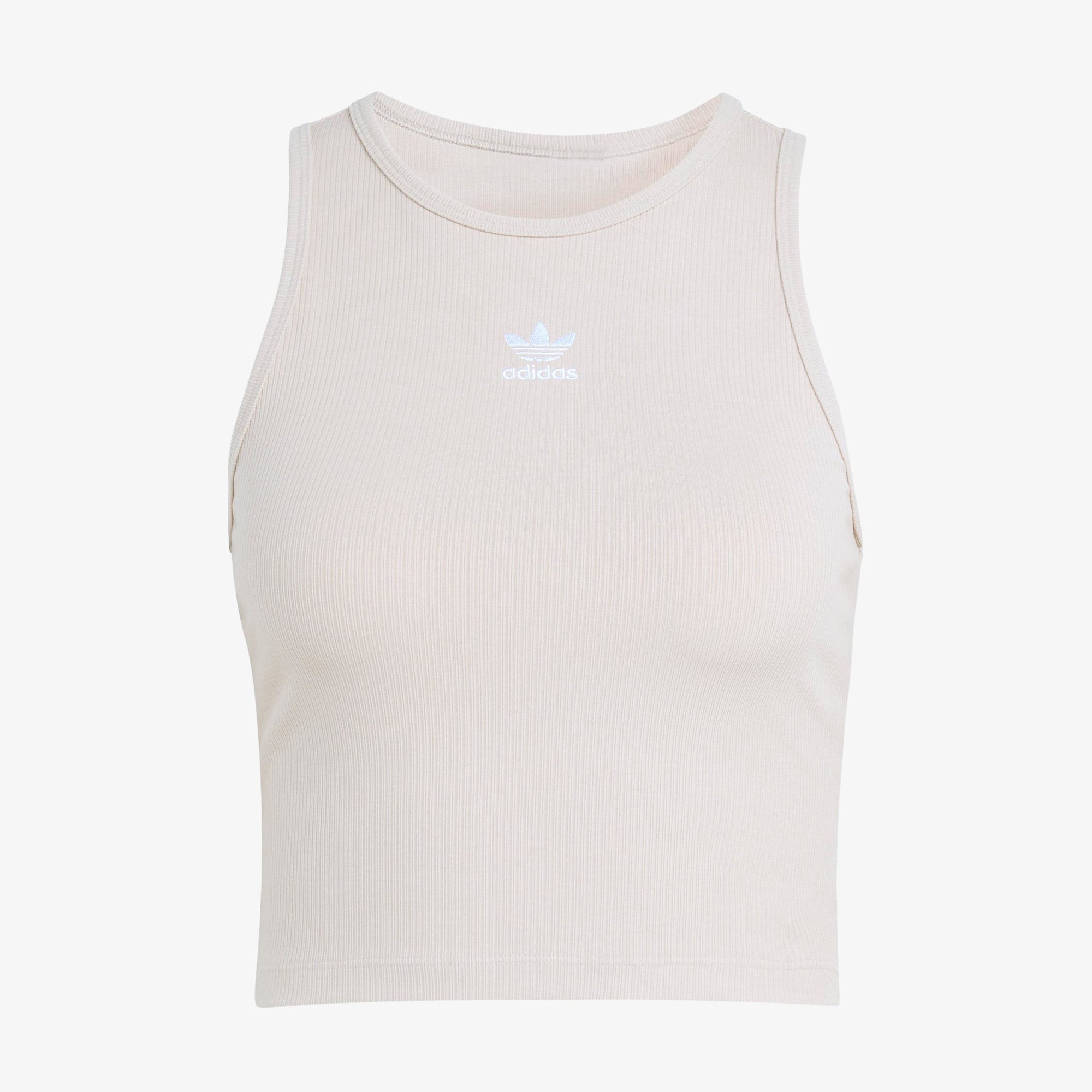 adidas Essentials Ribbed Kadın Bej Crop T-Shirt