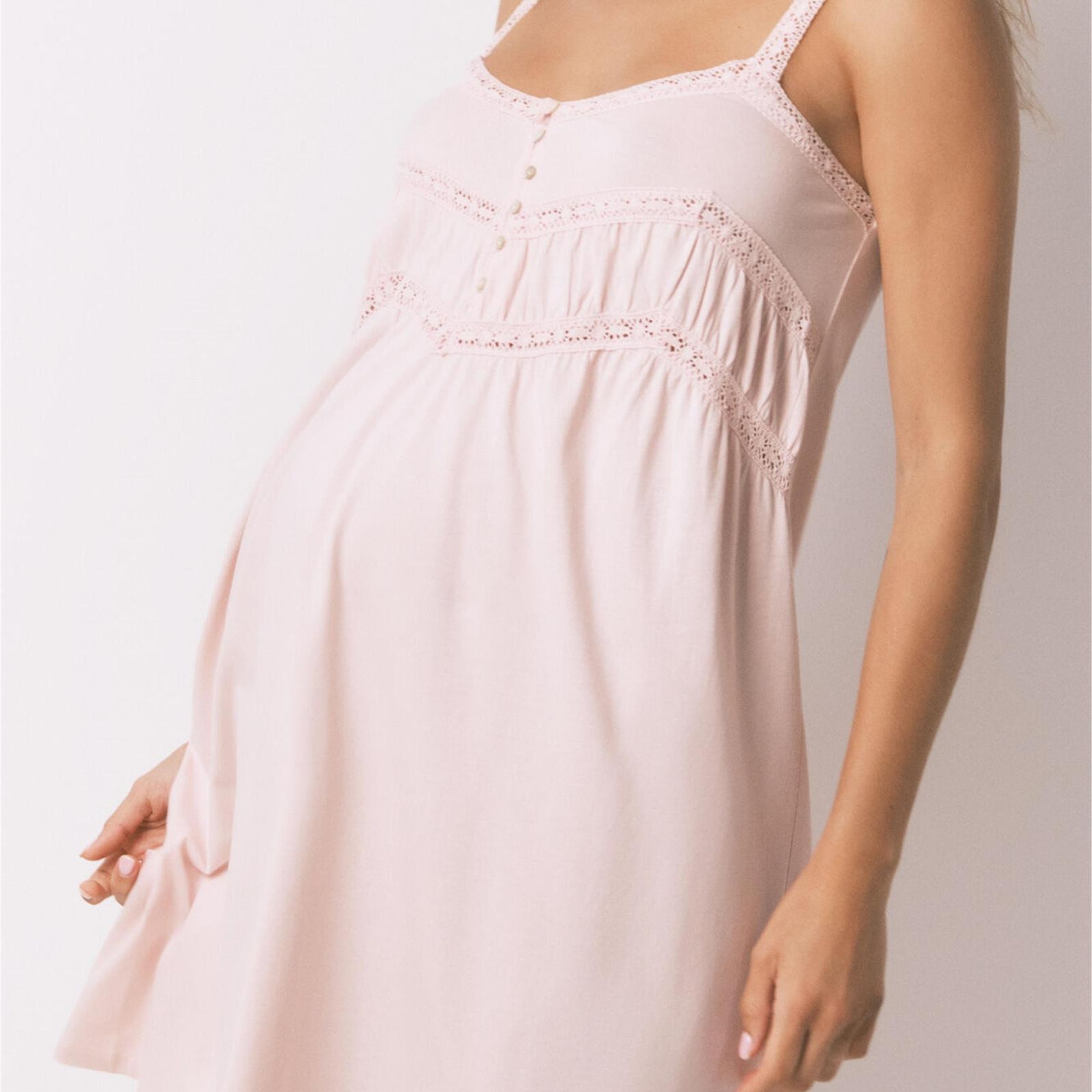 Women Secret Pembe Dantel Detaylı Kısa Hamile Gecelik