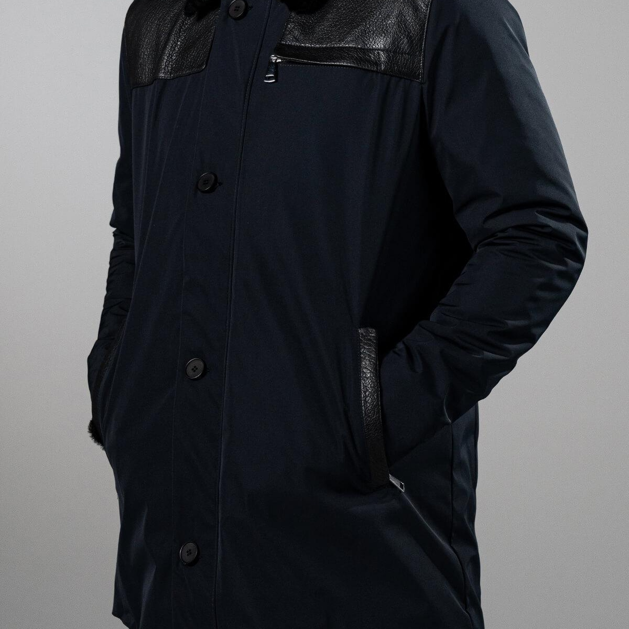 Tamer Tanca Erkek Tekstil & Deri Lacivert Mont