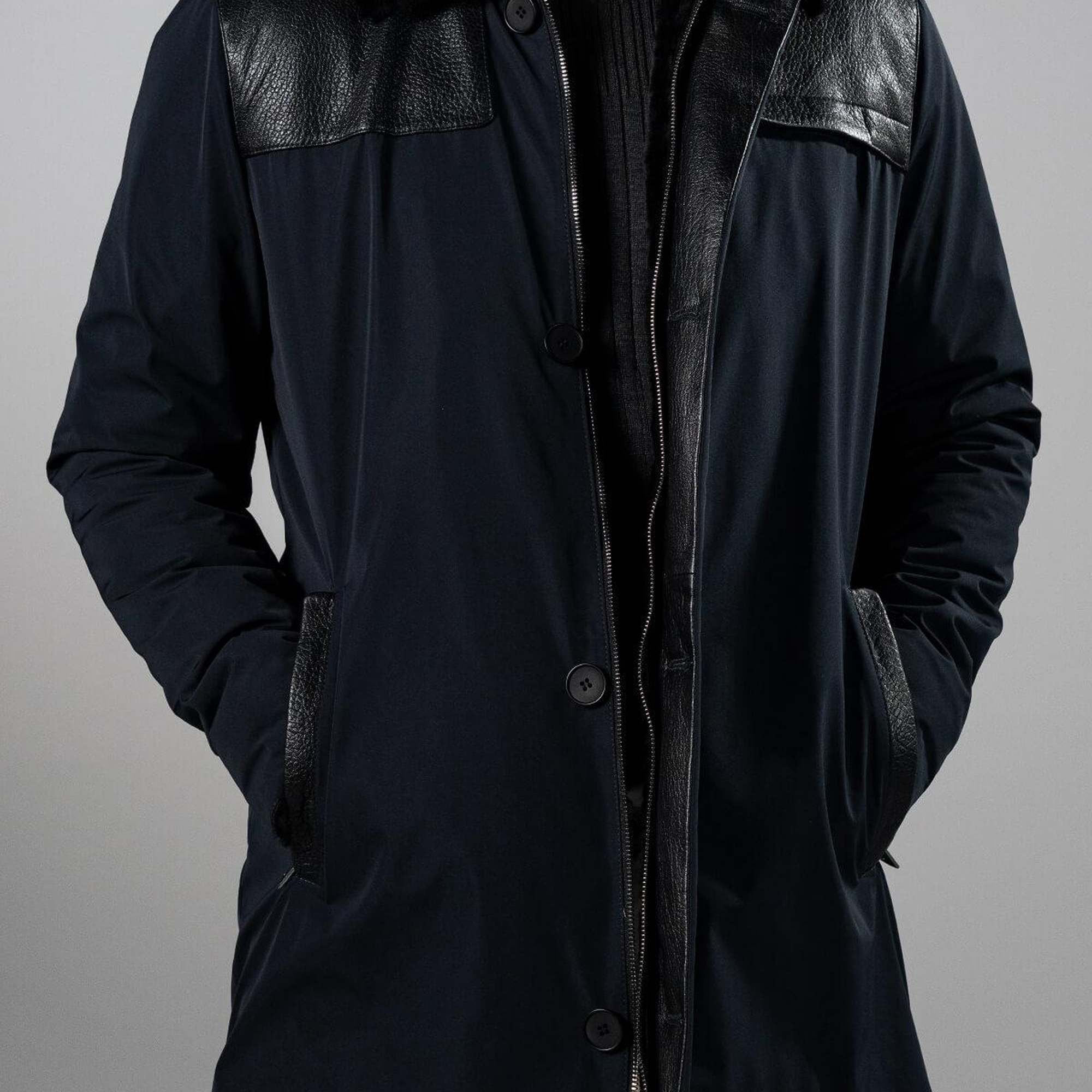 Tamer Tanca Erkek Tekstil & Deri Lacivert Mont