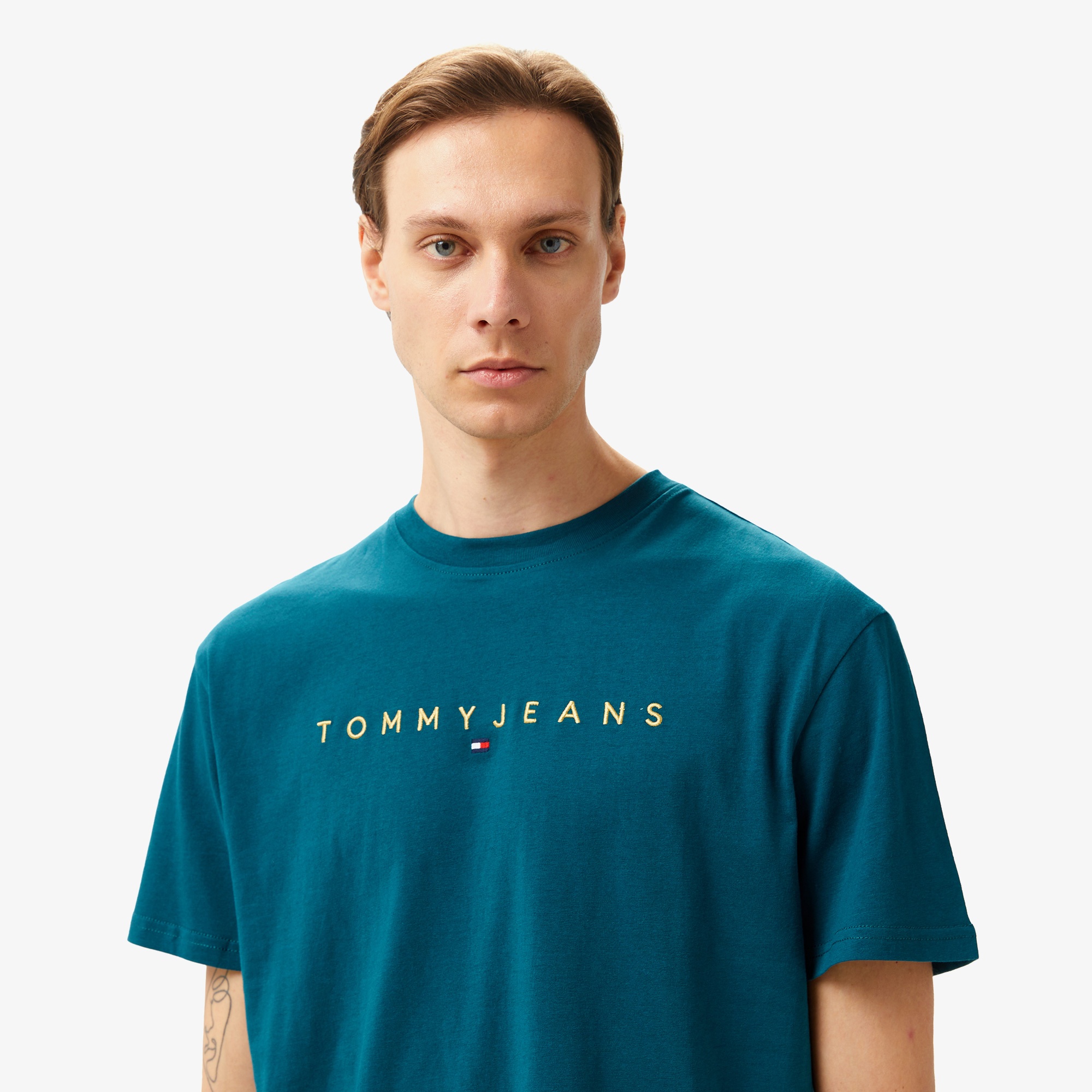 Tommy Hilfiger Jeans Gold Linear Logo Erkek Lacivert T-Shirt