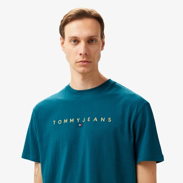  Tommy Hilfiger Jeans Gold Linear Logo Erkek Lacivert T-Shirt