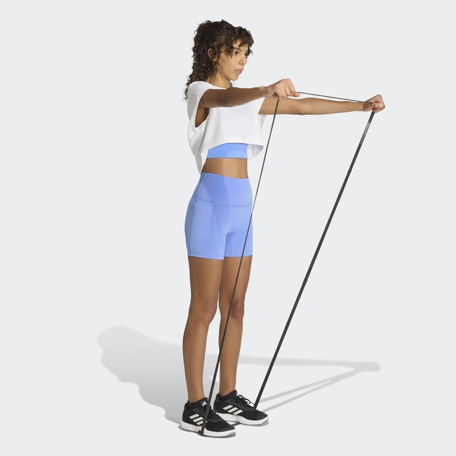  adidas 3-Stripes Studio All Me Booty Kadın Mavi Kısa Tayt