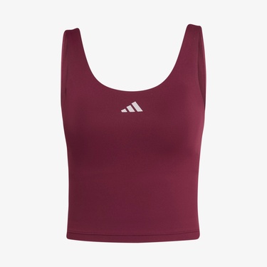  adidas 3-Stripes Studio All Me Kadın Bordo Crop T-Shirt