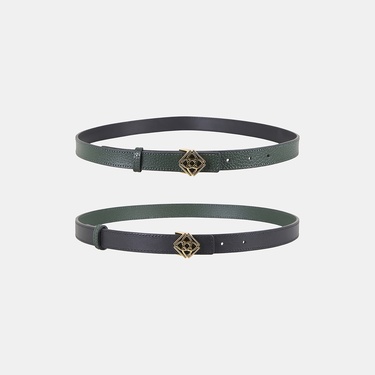  Kadın Siyah / Koyu Yeşil Çift Taraflı Deri Kemer