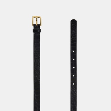  Kadın Siyah Kroko Baskılı Deri Kemer