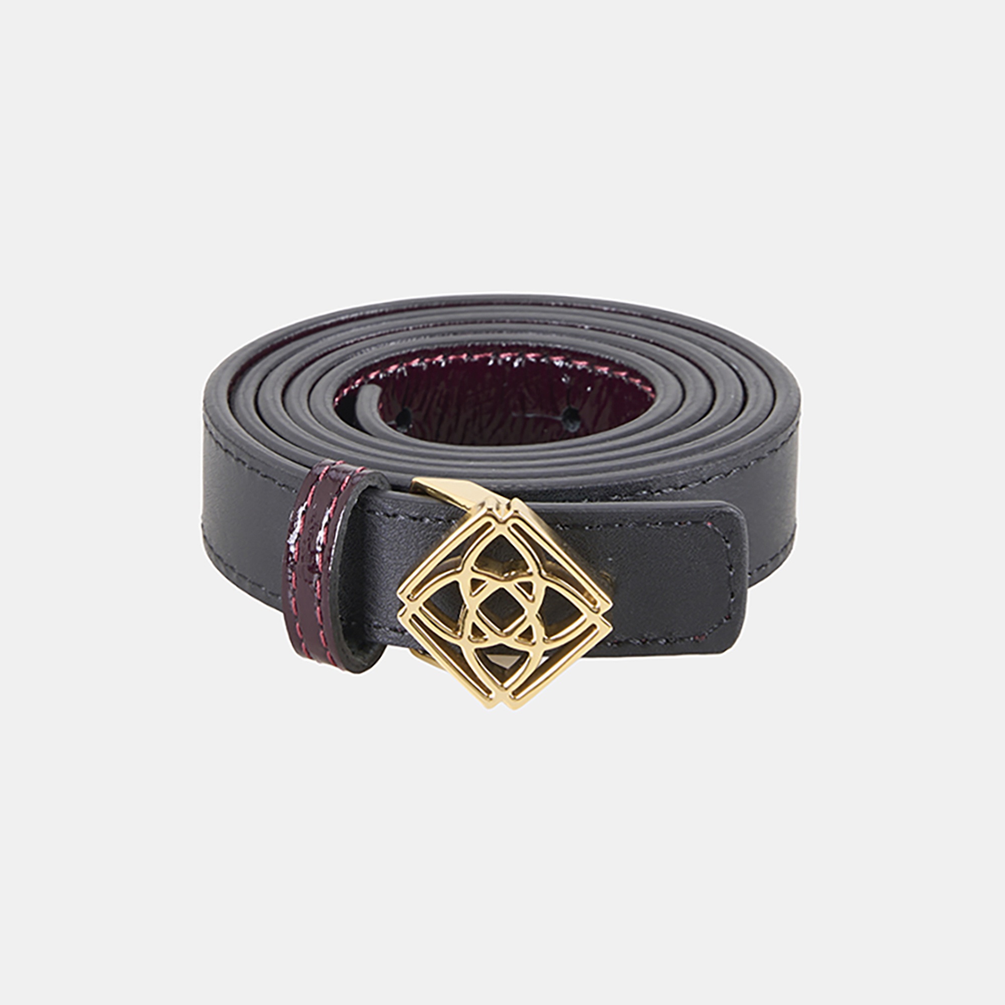 Kadın Siyah / Bordo Çift Taraflı Deri Kemer