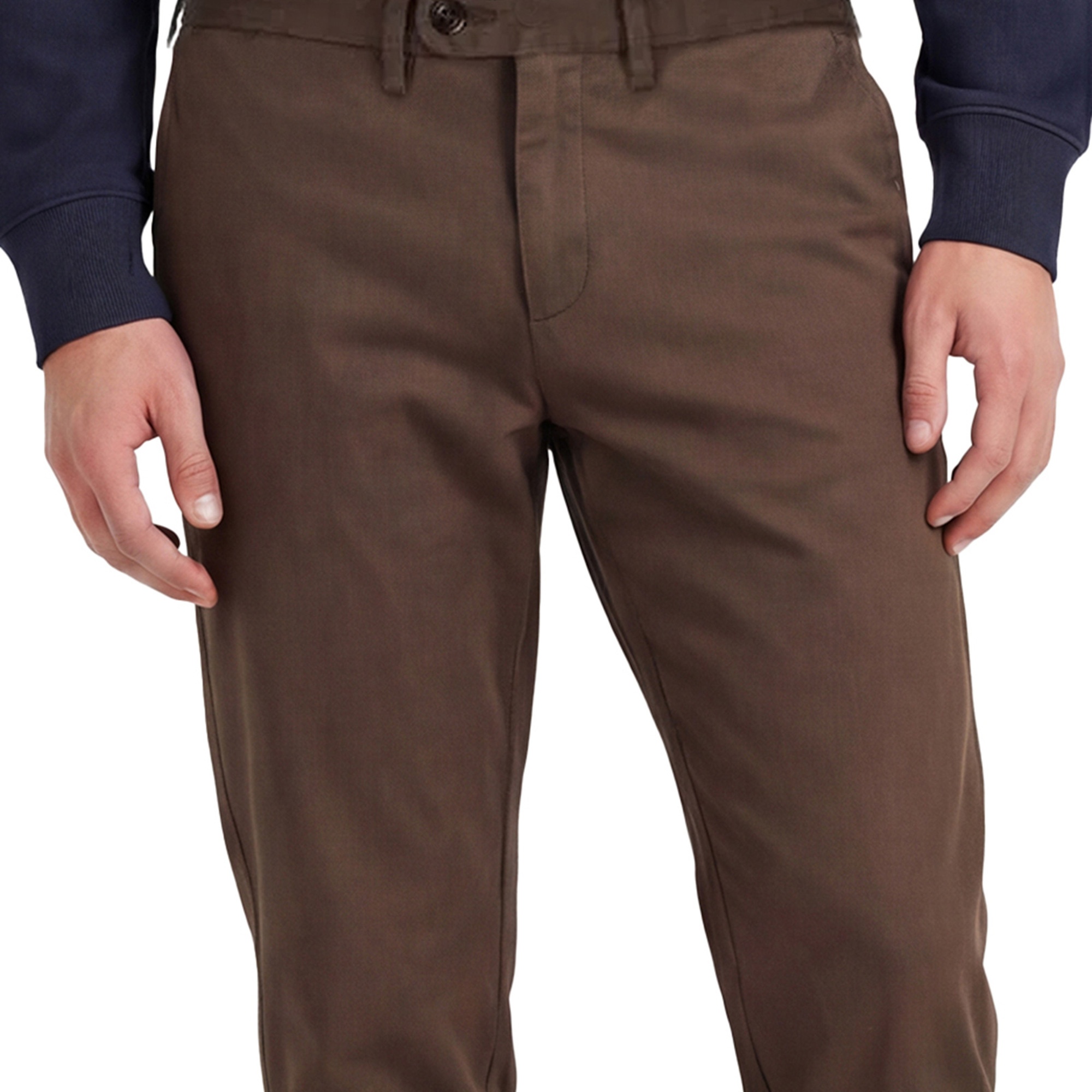 GANT Erkek Kahverengi Slim Fit Casual Herringbone Pantolon