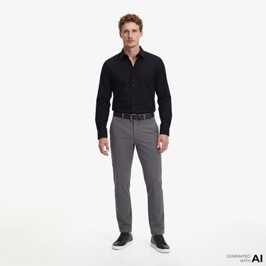  Calvin Klein Solid Stretch Classic Erkek Siyah Gömlek