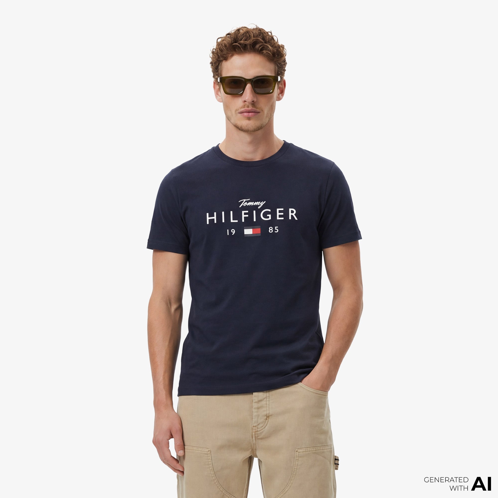 Tommy Hilfiger Brand Love Graphic Erkek Lacivert T-Shirt