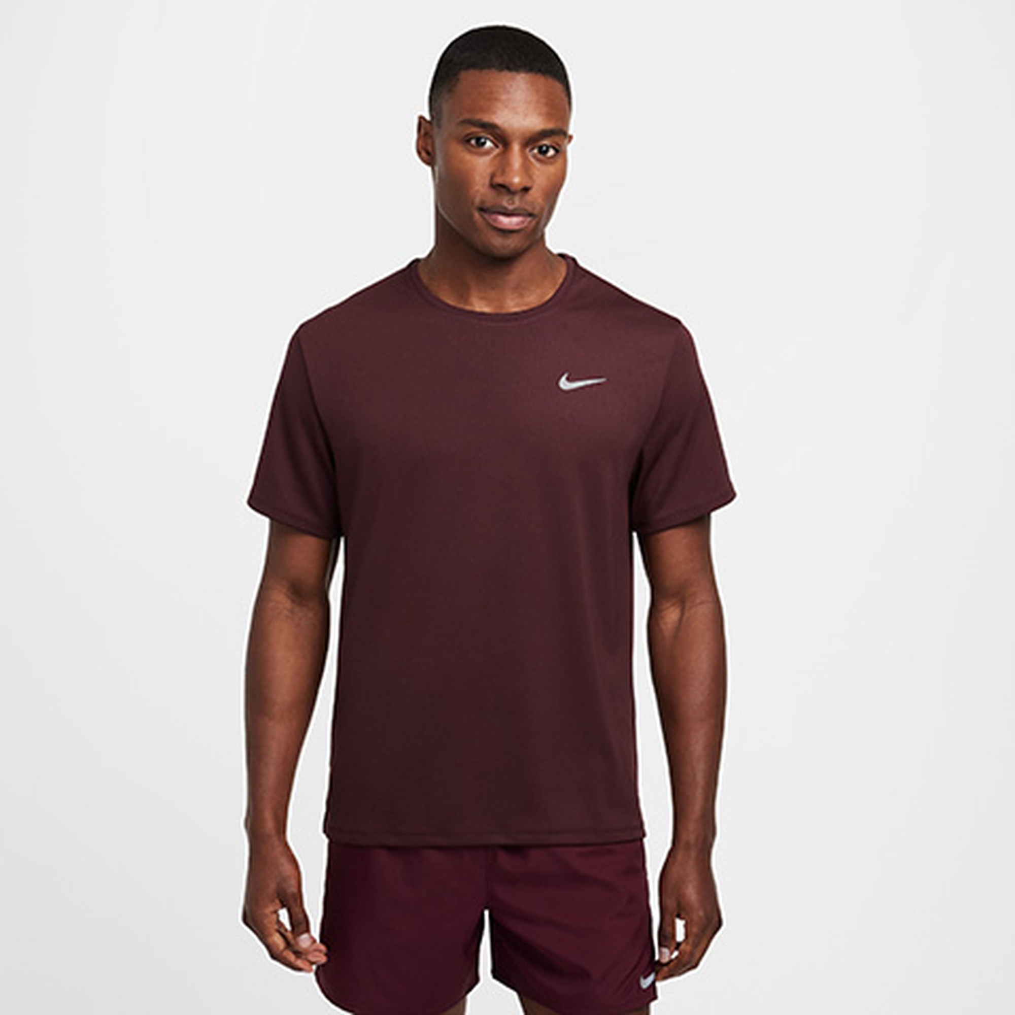 Nike Dri-Fit Miler Erkek Bordo T-Shirt