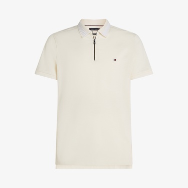  Tommy Hilfiger Mercerised Pique Erkek Krem Polo Yaka T-Shirt