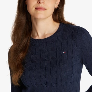  Tommy Hilfiger Co Cable Mid Gg Kadın Lacivert Kazak