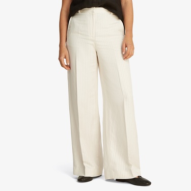  Tommy Hilfiger Viscose Linen Wide Leg Kadın Beyaz Pantolon