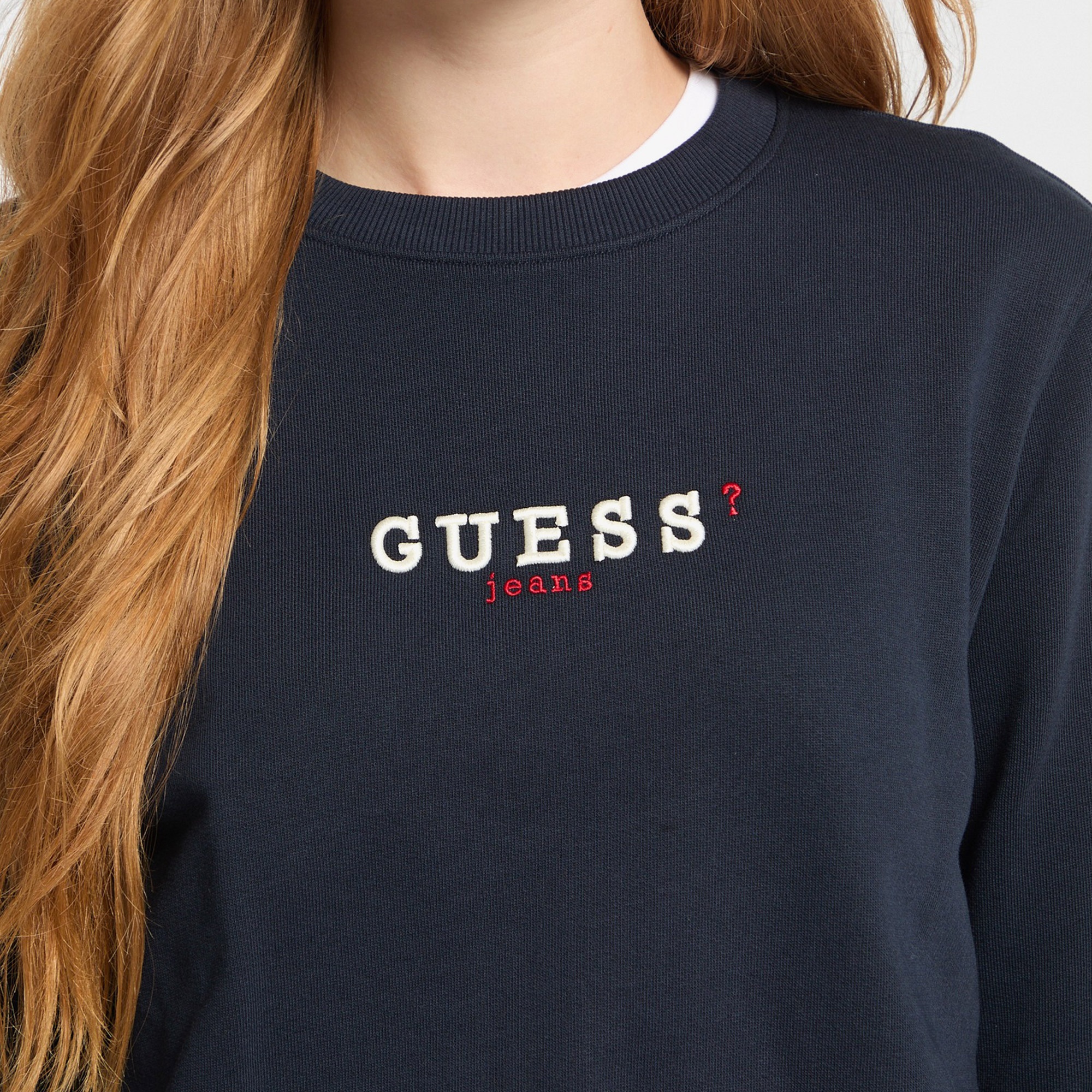 Guess Crop Organic Iconic Kadın Lacivert Sweatshirt