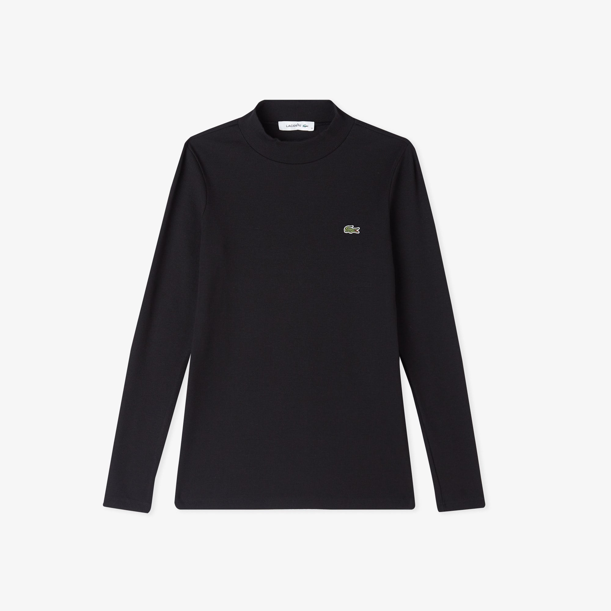 Lacoste Kadın Slim Fit Uzun Kollu Bisiklet Yaka Siyah T-Shirt